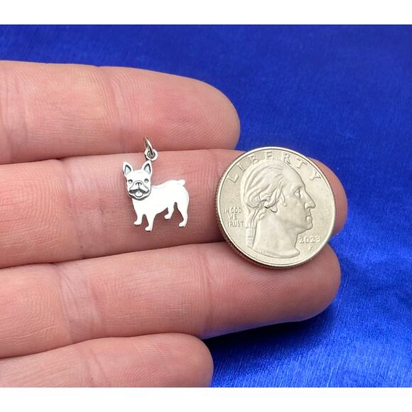 Sterling Silver French Bulldog Charm Necklace - Picture 4 of 4